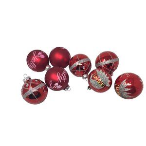 Set of 8 Red Christmas Tree Ornaments